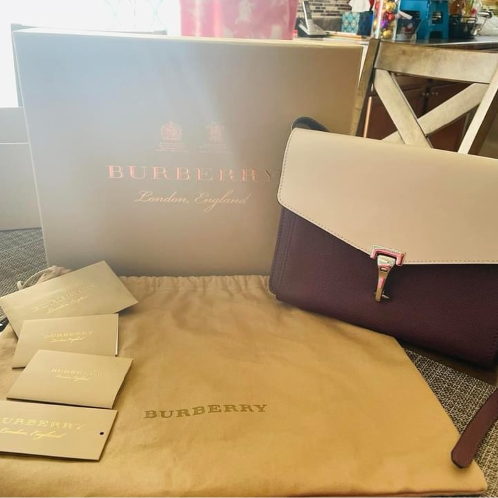 Burberry Macken Crimson House Check Leather Crossbody Bag